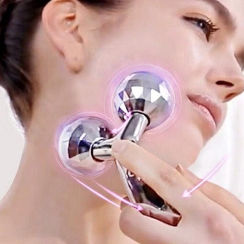 Роликовый аппарат для тонкого лица, V-массажер для лица, инструмент для тонкого лица, 3D-массажный шарик