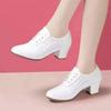 2024 Fashion Shoes for Women Spring Women's Pumps Solid Color Pointed Toe Hollow Out Breathable Lace Up Chunky Heel Shoes Women