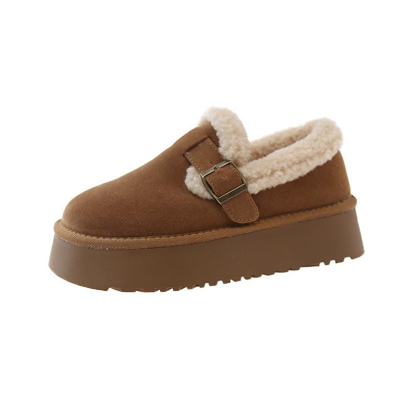 Winter Women Cotton Shoes With Thick Heel And Sole For Daily Comfort