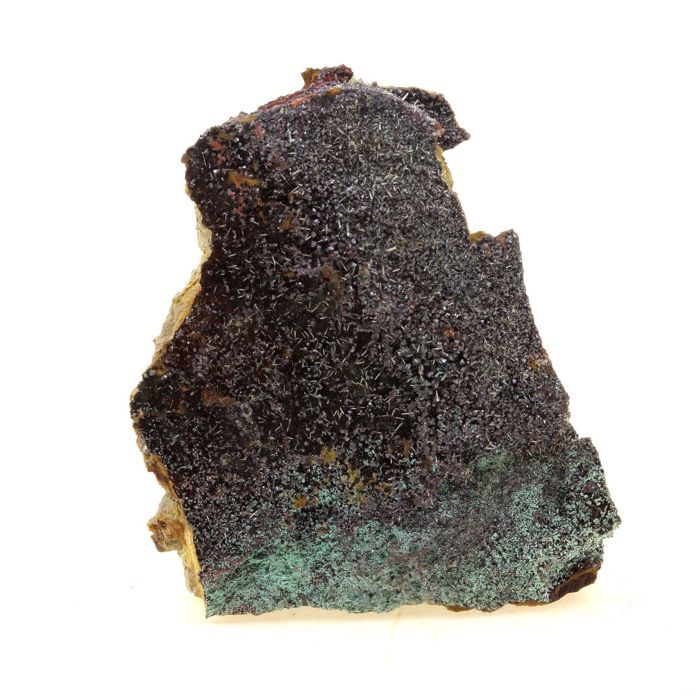 Pierres et Minéraux. Mimetite, Cuprite, Malachite. 99.0 ct. Rouez mine, Sarthe, France.