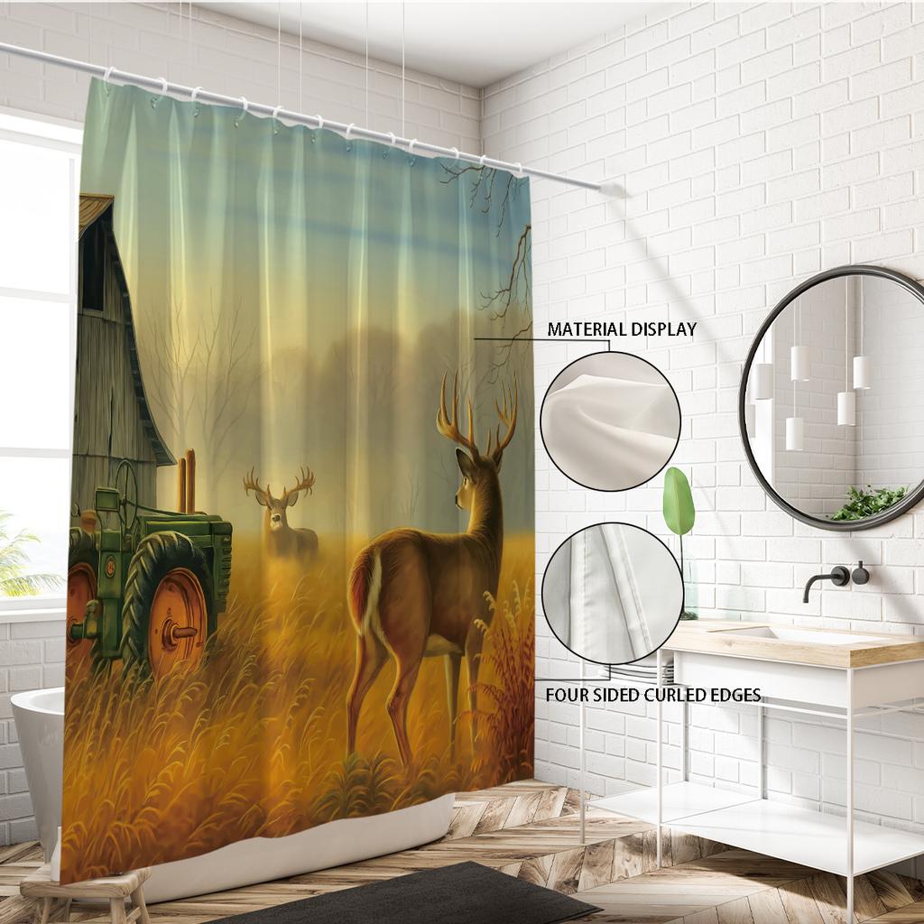 1 шт. Водонепроницаемая шторка для душа с принтом фермерского лося, разделительная шторка для ванной комнаты, защита, конфиденциальность, разные размеры, простая установка