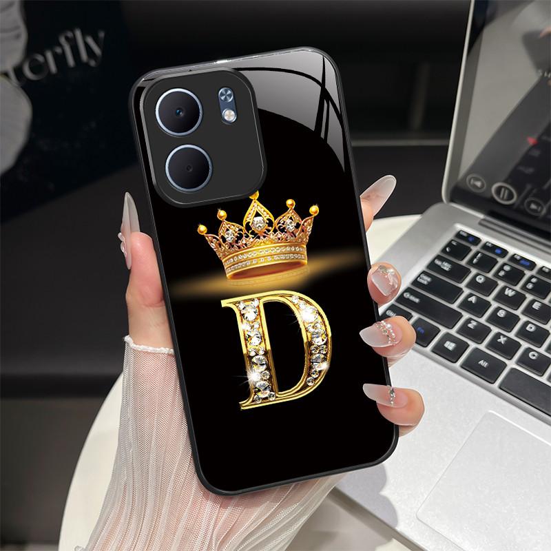 Чехол для OPPO A5X 4G 5G CPH2725 Модный дизайн с буквами Жесткие закаленные стеклянные задние крышки Для OppoA5X A 5X Ударопрочный корпус телефона