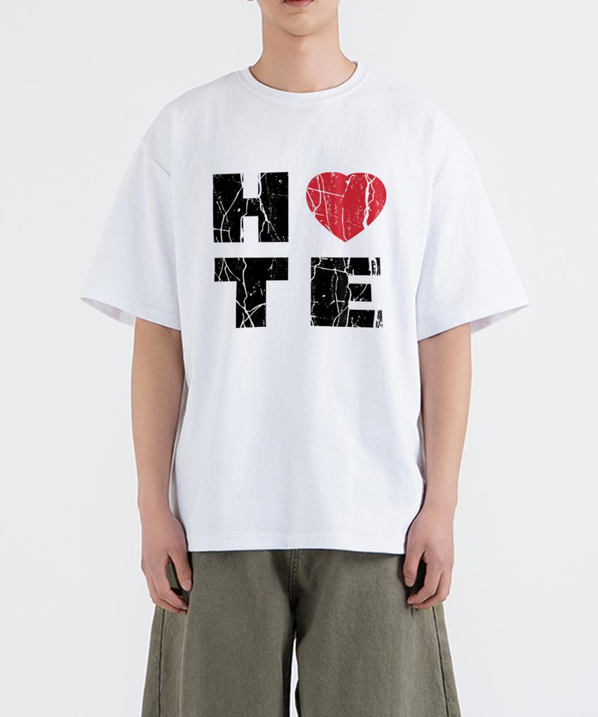 UNDEROFF Oversized Crew Neck Hate Short Sleeve T-Shirt Black