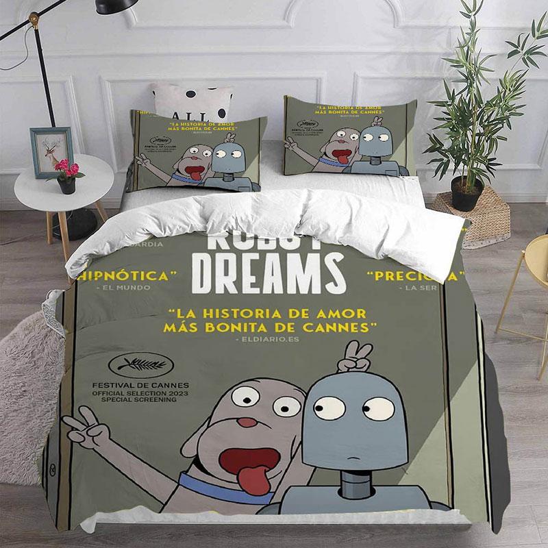 Комплекты постельного белья Cartoon Robot Dreams, одеяло, покрывало, пододеяльник, наволочка, комплект из 2-3 предметов, детский, взрослый, домашний текстиль