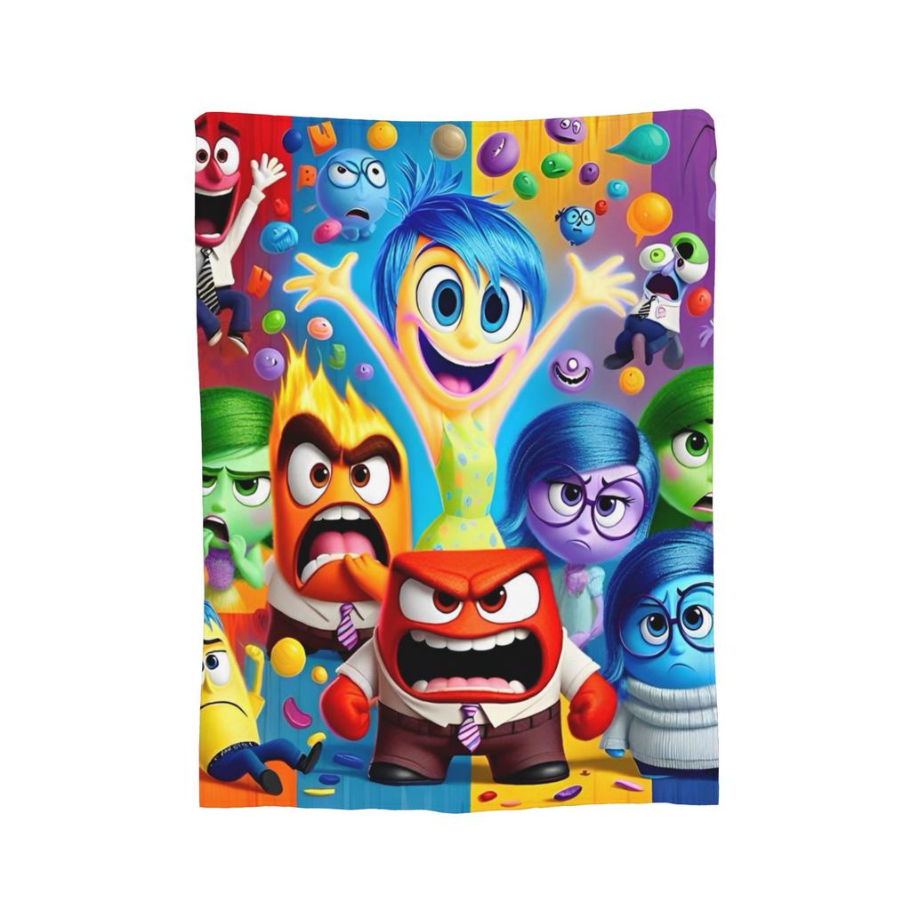 Inside Out Wool Blanket Cartoon Action Comedy Funny Throw Blankets for Sofa Bedding Lounge 125*100cm Rug Piece,