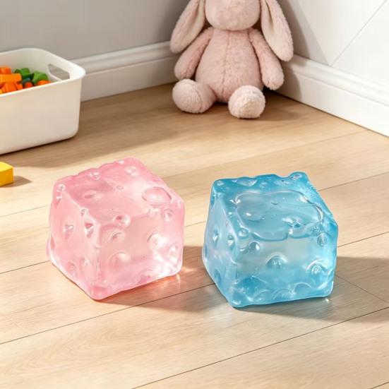 Jelly Cheese Stress Reliever Toy Soft Slow Rise Fidget for Anxiety Realistic Transparent Colorful Decompression Toy for Adults Kids