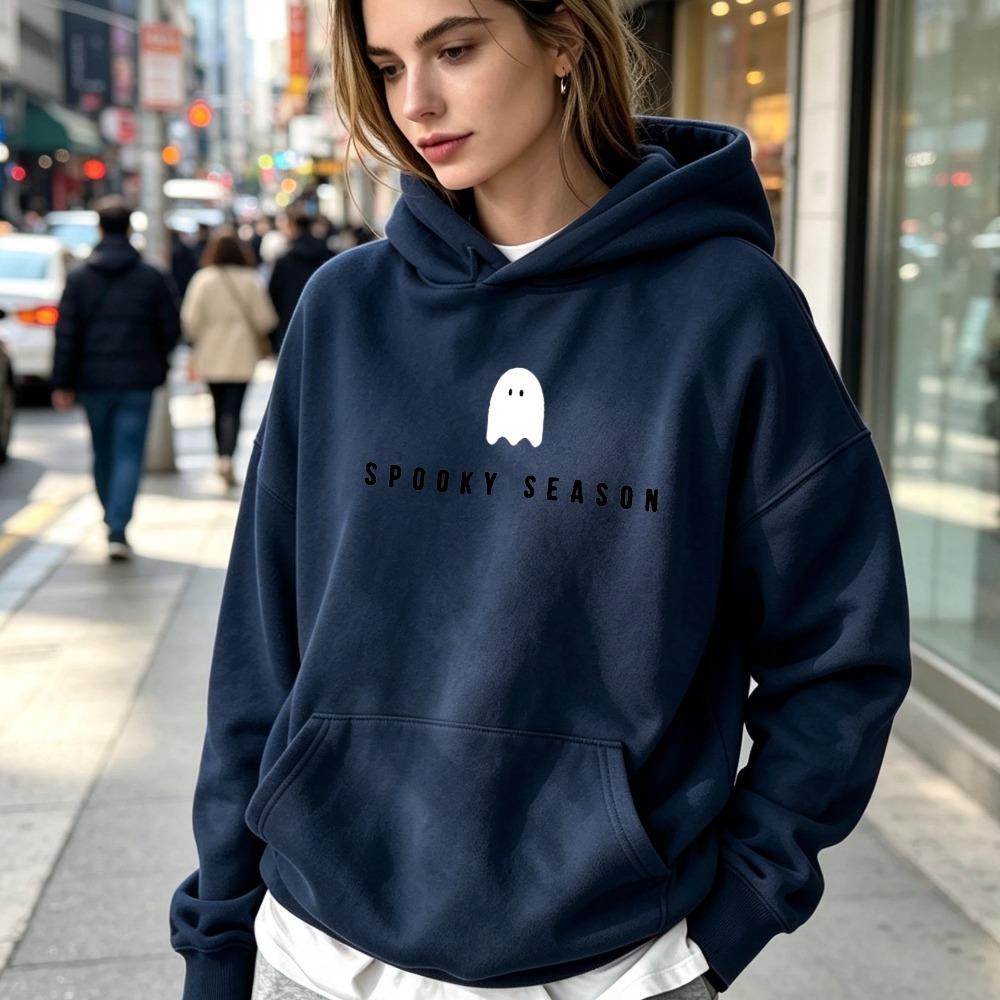 Spooky Season Halloween Printed Sweatshirt Hoodie Printing Fashion Unisex Hooded Sweatshirt Loose Fit Breathable Pullover Women