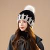 Women's Winter Warm Plush Knitted Hat Korean Style Versatile Big Head Windproof Ear Protection Wool Hat