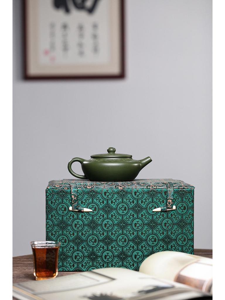 Ручная резьба по исинскому фиолетовому глиняному чайнику - оригинальный подарочный чайный сервиз Bianchen из зеленой глины