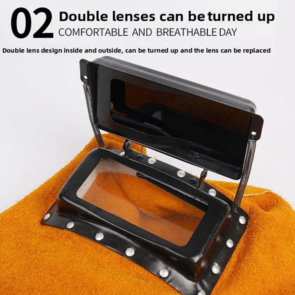 Flip Open Lens Leather Welding Hood Comfortable Welding Protection Mask  Labor Protection