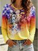 Women's Autumn Casual Long-Sleeved T-Shirt with 3D Print Floral Pattern Round Neck Retro Elegant Fashionable Women's Top