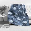 Dark Blue Floral Fleece Blanket Watercolor Rose Print Soft Warm Throw Blanket for Sofa Bed Couch Decoration