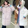 Средние и длинные повседневные женские свободные на хлопковой подкладке, утепленная студенческая зимняя теплая куртка с капюшоном