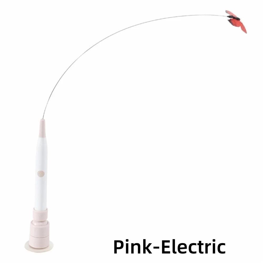 Switchable Butterfly Pattern Cat Teasing Stick Interactive Self-hilarity Relieves Automatic Cat Teaser 360° Swivel