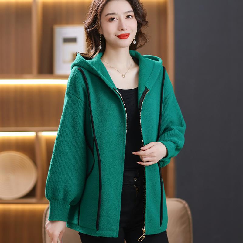Женский высококачественный осенний женский мягкий теплый кардиган с капюшоном, свитер, трикотажная одежда, застежка-молния, дизайн, трикотажное пальто