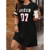 Summer New Women's Queen No.07 Graphic Printed Short Sleeved T-shirt Girls Dress Sports Casual Jersey Y2K Loose Maternity Dress