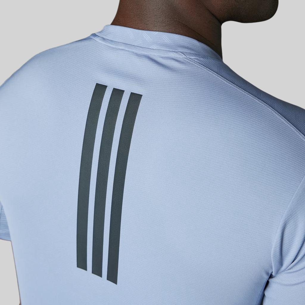 Adidas Power 3-Stripes Logo Fitness Moisture-Wicking Short Sleeve Dopamine Crew Neck T-Shirt Men T-Shirts Silver Purple JI8216