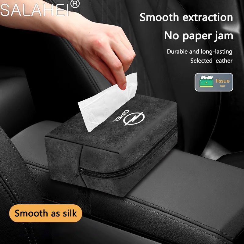 For Opel Mokka Corsa Astra Combo Grandland Insignia 2024 2025 Car Logo Tissue Box Paper Storage Bag Organizer Interior Accessori