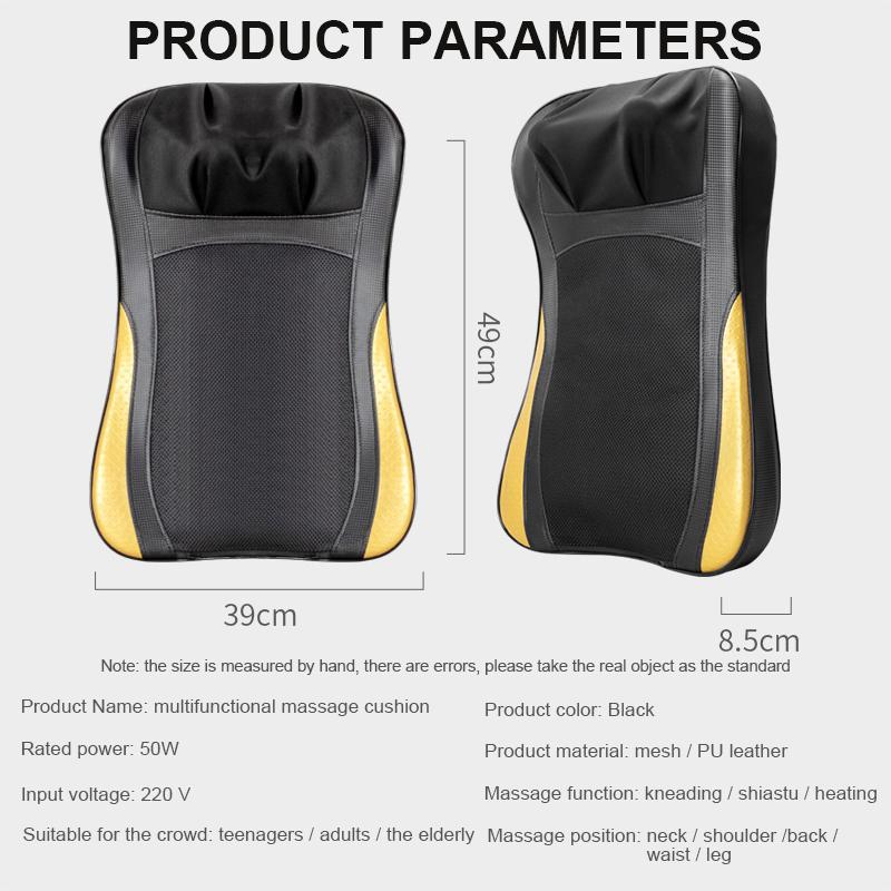 JINKAIRUI Multifunctional Electric Massage Cushion Neck Shoulder Waist Back Remote Control Deep Kneading Shiatsu Heating Pain Relieve Gift