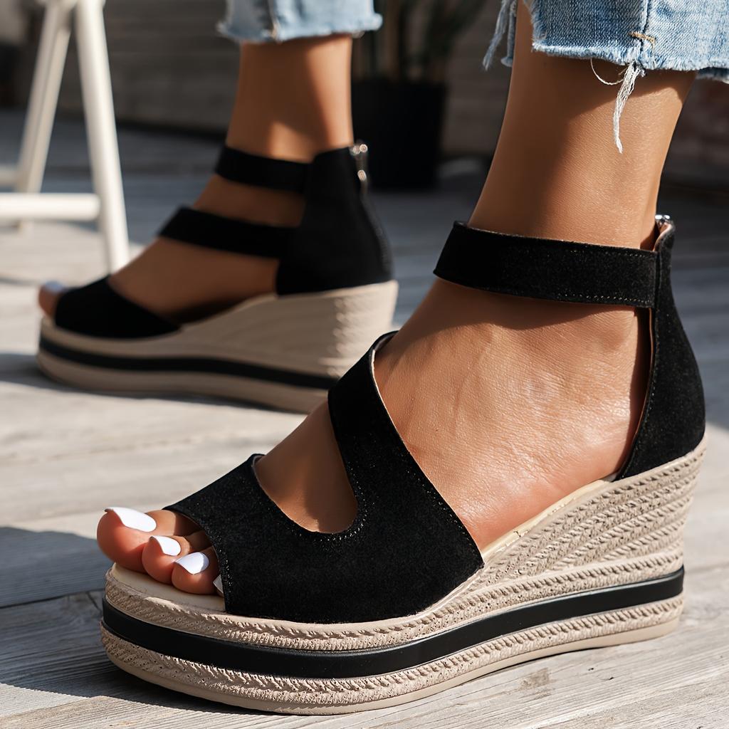 Мода Модные босоножки на танкетке на платформе для женщин, лето 2024, туфли-гладиаторы с открытым носком, женские, размер плюс 43, толстая подошва, сандалии Mujer