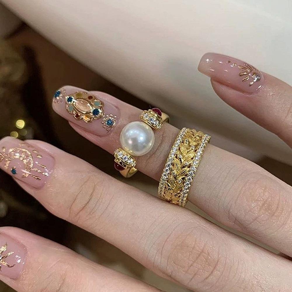 Elegant Vintage-Inspired 18K Golden Plated Wheat Ear Ring with Cubic Zirconia Music Festivals, Valentine's Gift