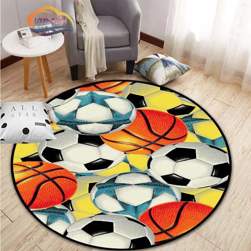 Ковер с изображением футбола, украшение для гостиной, круглая кровать, стул, коврик для дома, входная дверь, дети