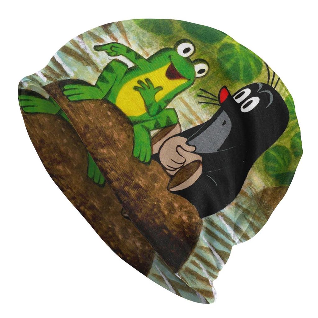 Шапка с напуском Happy Mole с цветком, унисекс, зимние шапочки Skullies, шапка для взрослых, мультяшная шапка Krtek Little Maulwurf, вязаная шапка