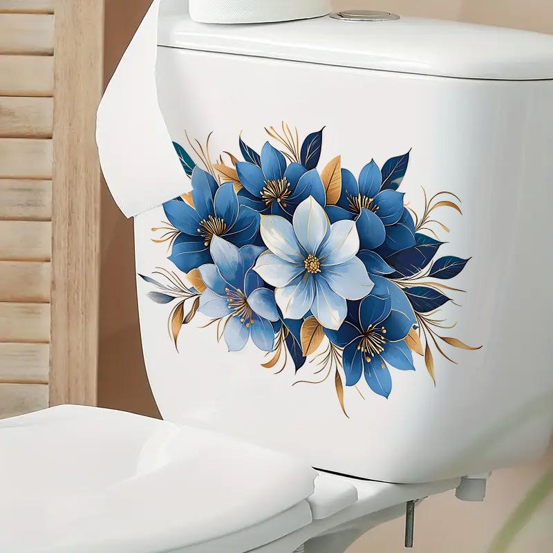 Свежие акварельные цветочные листья Наклейка на стену в туалет Самоклеящаяся Съемная Водонепроницаемая для зеркала в ванной Домашний декор Искусство