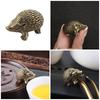 Detailed Brass Hedgehog Sculpture Vintage Antique Metal Animal Miniature Figurine for Living Room Office Table Display