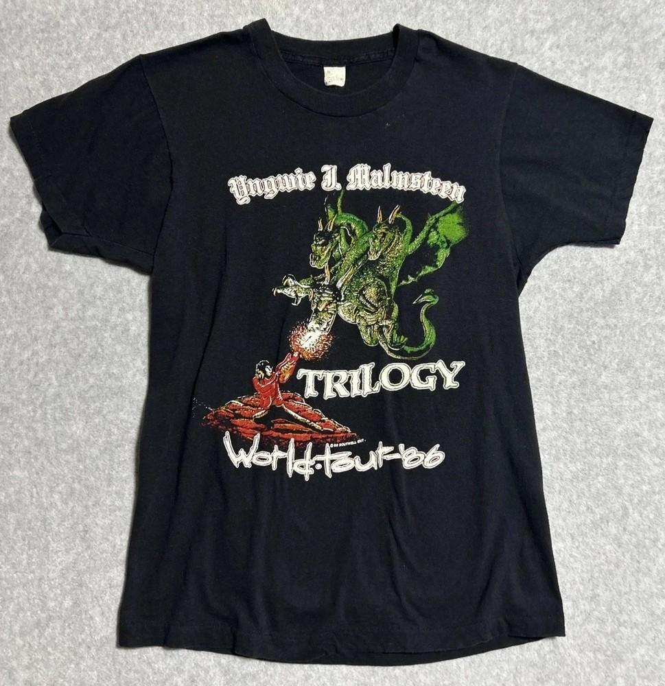 Винтажная футболка Yngwie Malmsteen Trilogy Tour 80-х, мешковатая, 1986, гранж-рок, унисекс