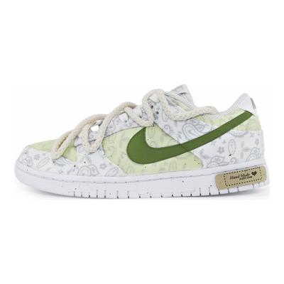 Кроссовки Dunk Intelligent Fruit, Cheese Matcha Низкие Скейтбордические Женские Бело-Зеленые DJ9955-100(Команда129-)