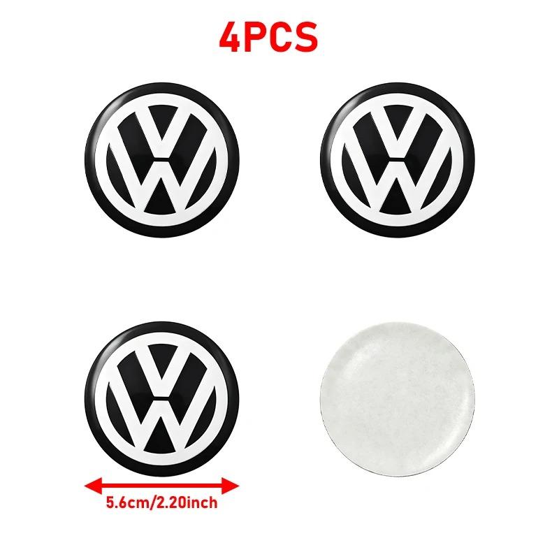 2026 New 4Pc 56mm 60mm 65mm Car Logo Wheel Center Hub Caps Badge Sticker Emblem Decals For VW GTI Golf 6 Polo R-Line CC Passat Tiguan B7 NL9