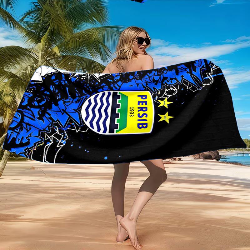 Persib Bandung Football Crest Beach Towel, Quick-drying, Easy to Care for, Suitable for Both Fitness and Beach Vacations,Sports Essential