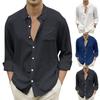 Designer Spring Summer Men's Casual Cotton Linen Solid Color Long Sleeve Shirts Loose Shirts