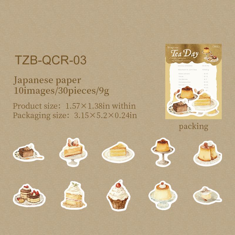 JIAWU Tea Drinking Day Series Vintage Coffee Cake Landscape Material Collage Scrapbooking Sticker Creative Journal Stationery