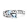 Blue Topaz Twin Stone with Accents Bypass Ring - Sterling Silver