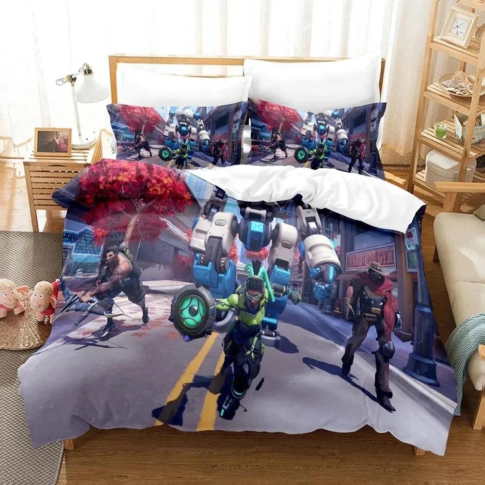 Игровой постельный комплект Overwatch 2 Invasion для 3D-печати Односпальный Двуспальный Полный Queen King Размер Комплект постельного белья для спальни взрослого ребенка Комплекты с пододеяльником