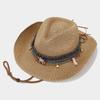 Европейский и американский этнический стиль ретро летняя дышащая соломенная шляпа с блестками и козырьком для женщин с ветрозащитной веревкой для путешествий на пляж