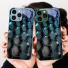 Синий градиентная сетка Для IPhone 16 Plus 15 14 13 12 Mini 11 Pro Max X XS XR 7 8 Plus 2022 Закаленное стекло Чехол для телефона