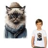 Clothes Stickers Serious Cat Parches Ropa Clothes Stickers Diy Heat Press Appliqued Hoodies T-Shirt Iron On Transfers