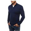 Men's Casual Zipper High Neck Pullover Long Sleeve Fashionable Casual Solid Color Knitted Sweatshirt
