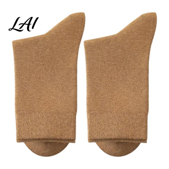 Soft Polycotton Socks Men Crew Socks Solid Color Casual Non Binding Loose Fit Ankle Breathable Sweat Wicking Mid-calf for Autumn Winter And