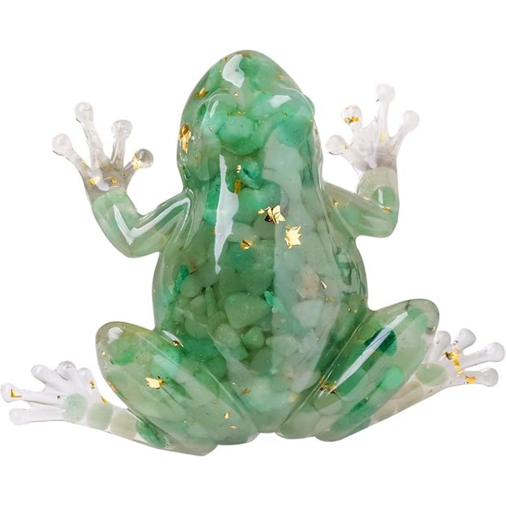 Natural Crystal Gravel Resin Frog Figurines - Healing Zen Decor for Fishbowl, Aquarium & Home, Handmade Frog Statues Collection, Spiritual Gift