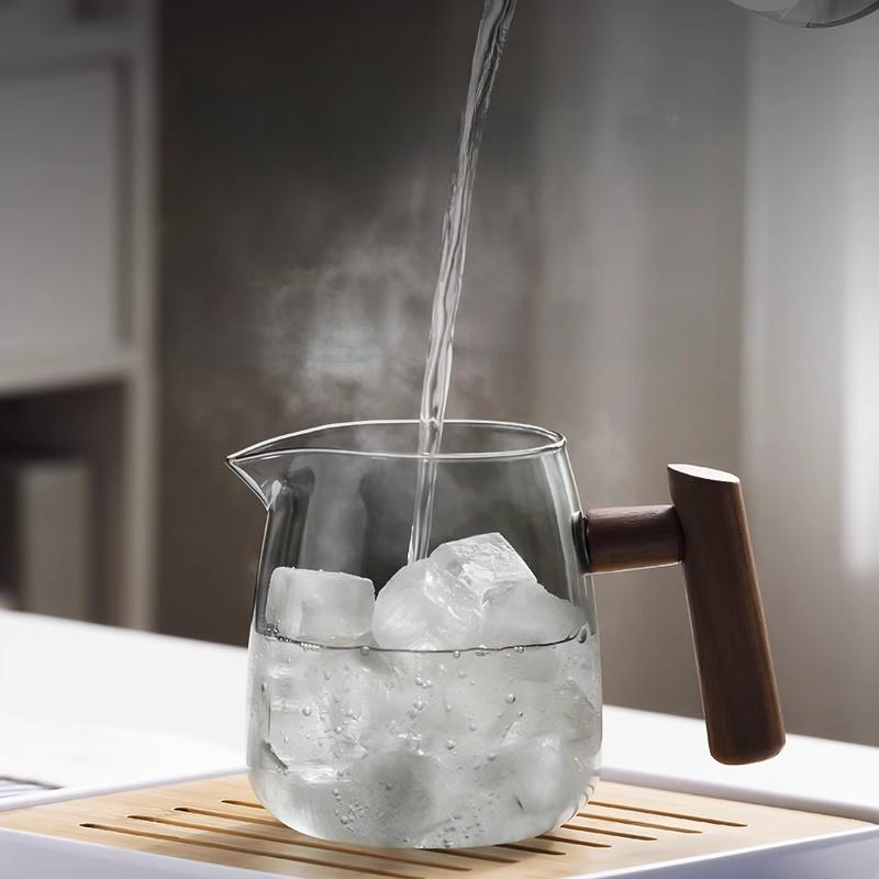 GIANXI Heated Tea Pot Anti-Scald Solid Wood Handle Filter Pots Thickened High Borosilicate Glass Tea Water Separation Teapot