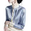 Женская полосатая рубашка с французским стоячим воротником Женская весенняя рубашка