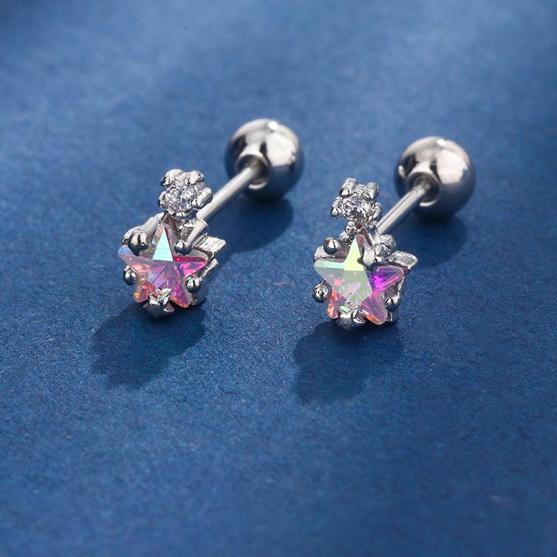 1 пара сережек-гвоздиков из циркония в форме звезды для женщин и девочек, ушные косточки, гвоздики, украшения для ушей, вечерние украшения, аксессуары, подарки