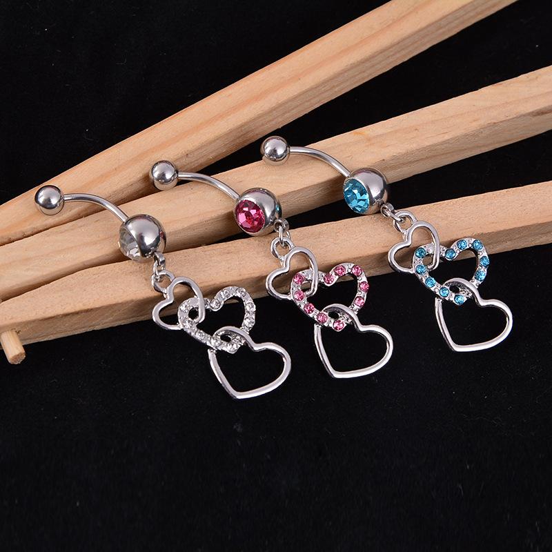 Прокол тела, пряжка на пупке, кристалл, вермикулит, инкрустация, бриллиант, три персика, сердце, проникновение, живот, пупок, нержавеющая сталь