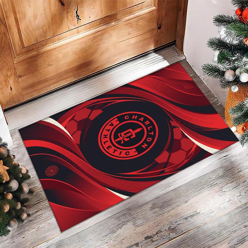 Charlton Athletic FC Soccer Football Pattern Soft Area Rug Non Slip Indoor Floor Carpet Sports Decor Mat for Bedroom