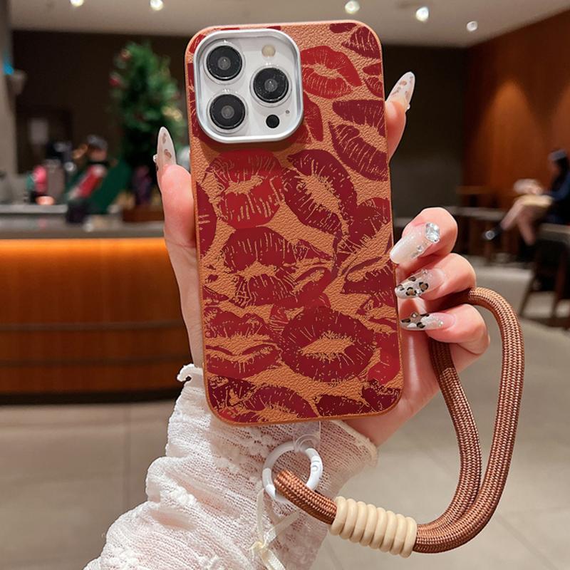 Модный тонкий мягкий чехол с рисунком губ для iPhone 16 15 Pro Max 14 Pro 13 12 11, противоударный чехол из кожи TPU с матовой текстурой