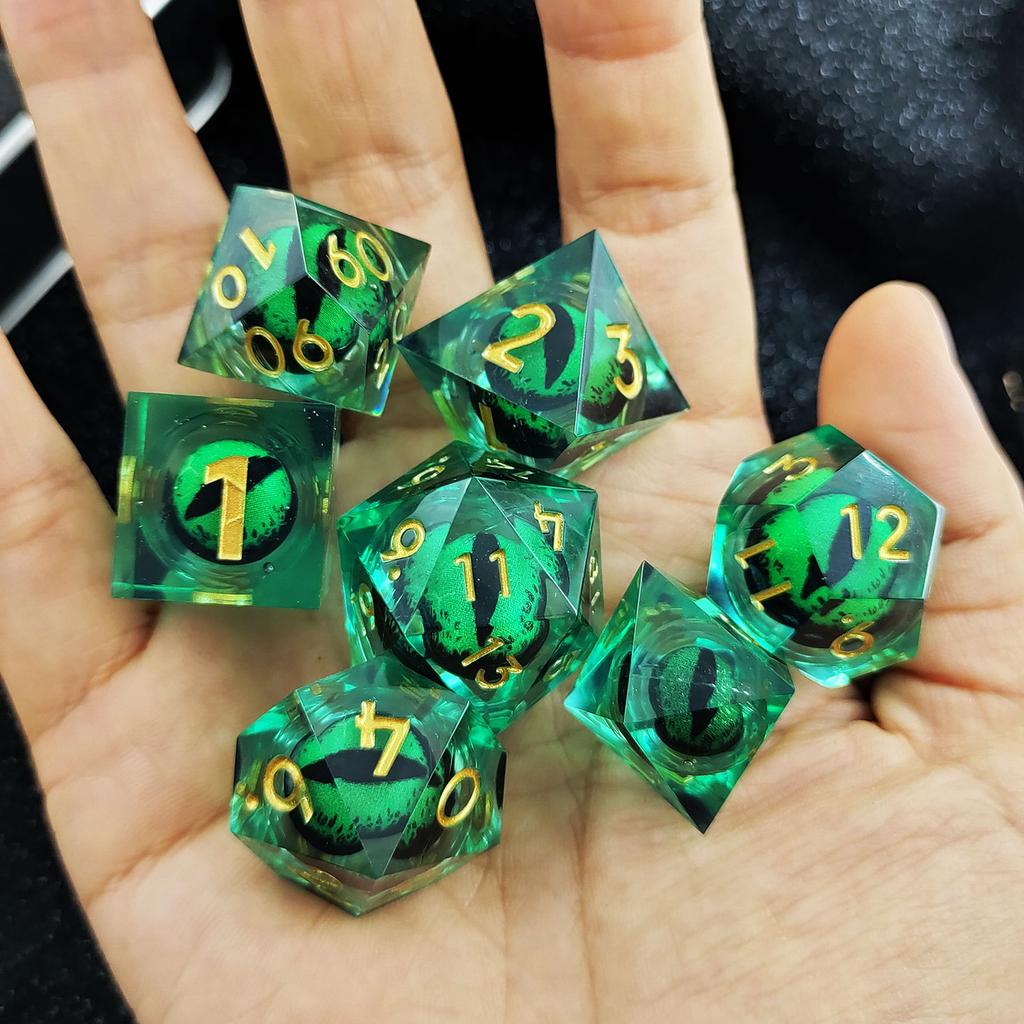 7 шт./компл. DND D20 Liquid Core Flow Eye Dice наборы для COC Dungeon and Dragon Pathfinder RPG ролевые игры вечеринки игрушки аксессуары
